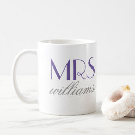 Taza De Café Monograma Boda Elegant Purple Personalizado