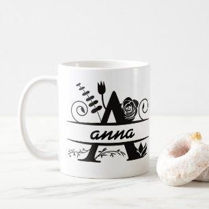 Taza De Café Monograma Botánico A " ANNA "