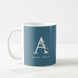 Taza De Café Monograma Botánico Delicado
