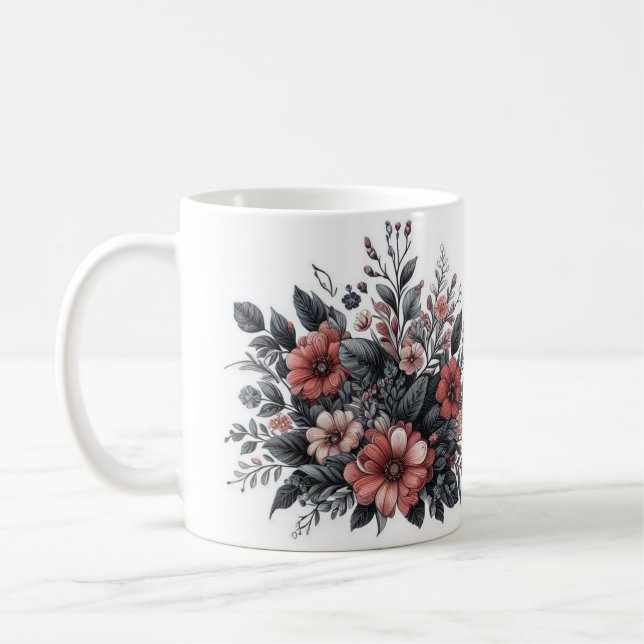 Taza De Café Monograma Botánico Personalizado (Izquierda)