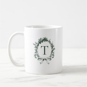 Taza De Café Monograma Botánico Verde Vintage
