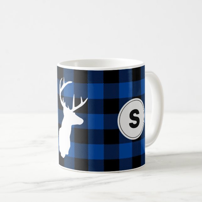 Taza De Café Monograma Búfalo Plaid Lumberjack Elk (Anverso derecho)