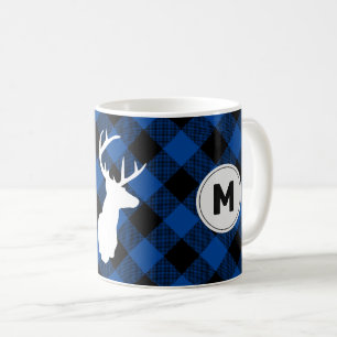 Taza De Café Monograma Búfalo Plaid Lumberjack Elk