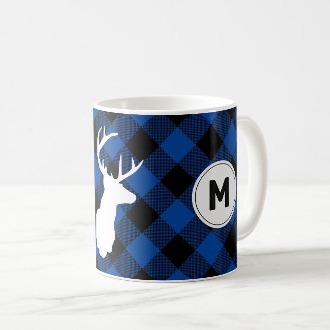 Taza De Café Monograma Búfalo Plaid Lumberjack Elk (Anverso derecho)