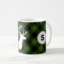Taza De Café Monograma Búfalo Plaid Lumberjack Elk