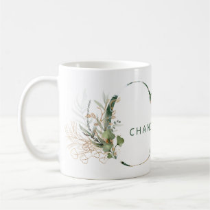 Taza De Café Monograma "C" botánico de eucalipto dorado persona