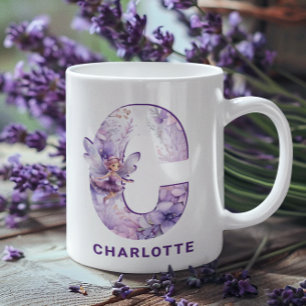 Taza De Café Monograma C de lechones Lilac personalizados