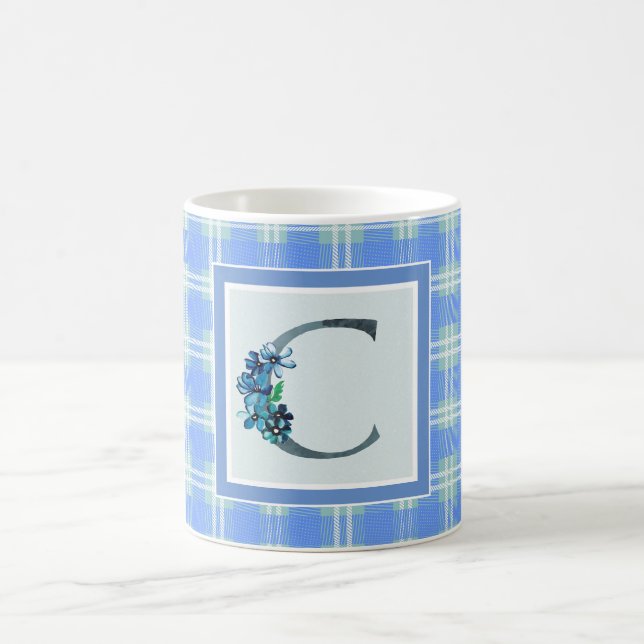Taza De Café Monograma "C" y Placa azul (Centro)