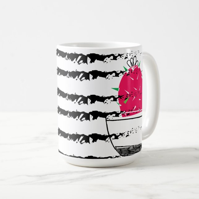 Taza De Café Monograma Cactus rosado a rayas (Anverso derecho)