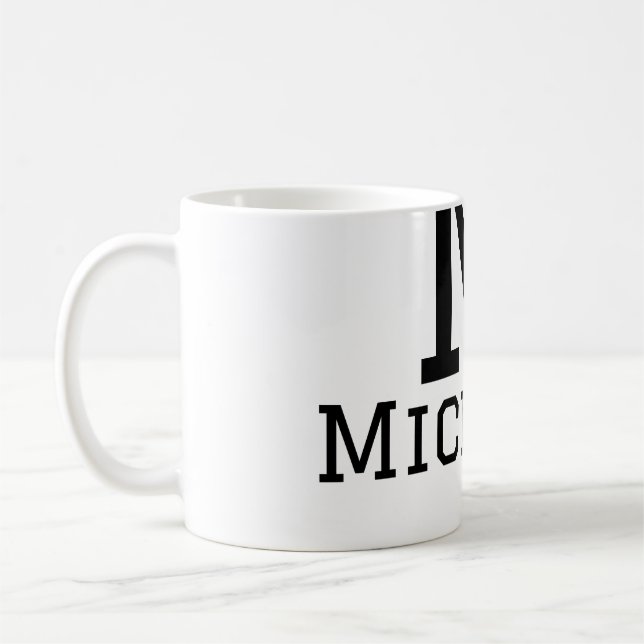 Taza De Café Monograma capital masculino agregar nombre simple  (Izquierda)