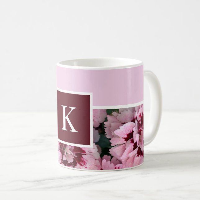 Taza De Café Monograma Carnación rosa Enero Mes de Nacimiento (Anverso derecho)
