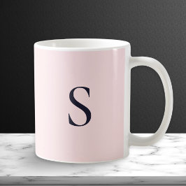 Taza De Café Monograma Chic Moderno Minimalista Rosa