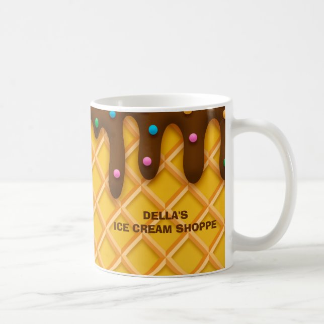 Taza De Café Monograma Chocolate Drin Waffle Sprinkle Helado Cr (Derecha)