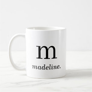 Taza De Café Monograma Clásico Elegante Blanco Negro Nombre ini