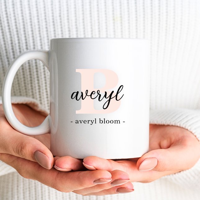 Taza De Café Monograma Clásico Elegante Girly Caligrafía Inicia (Subido por el creador)