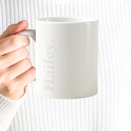 Taza De Café Monograma Clásico Elegante Mínimo Marfil Nombre Bl