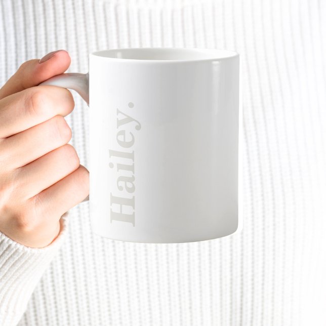 Taza De Café Monograma Clásico Elegante Mínimo Marfil Nombre Bl (Subido por el creador)