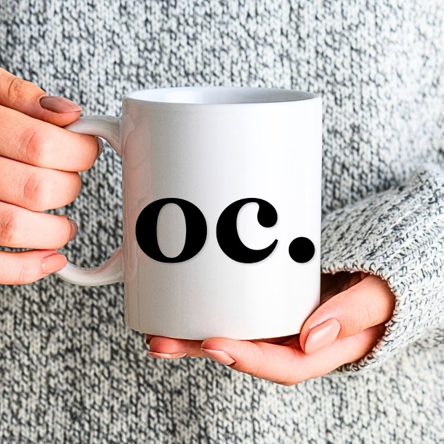 Taza De Café Monograma Clásico Elegante Mínimo Negra Negra Blan (Left side)