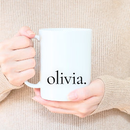 Taza De Café Monograma Clásico Elegante Mínimo Negro y Blanco