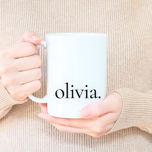 Taza De Café Monograma Clásico Elegante Mínimo Negro y Blanco