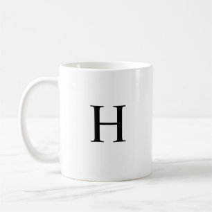 Taza De Café Monograma Clásico Elegante Negro