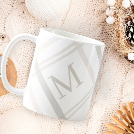 Taza De Café Monograma Clásico Elegante Nombre De La Placa Blan