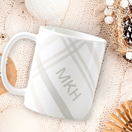 Taza De Café Monograma Clásico Elegante Nombre De La Placa Blan