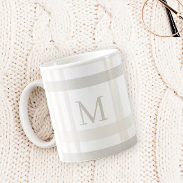 Taza De Café Monograma Clásico Elegante Nombre De La Placa Blan