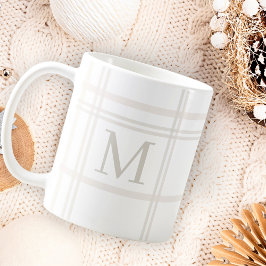 Taza De Café Monograma Clásico Elegante Nombre De La Placa Blan