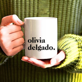 Taza De Café Monograma Clásico Elegante Nombre Mínimo Negro Bla