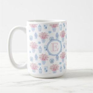 Taza De Café Monograma Clásico Femenino De Jar De Ginger Azul 