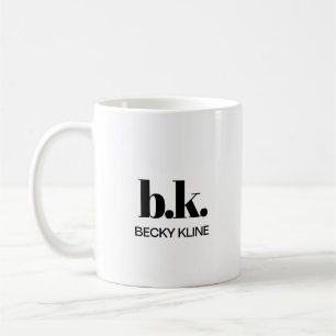 Taza De Café Monograma Clásico Minimal Elegante Negro y Blanco