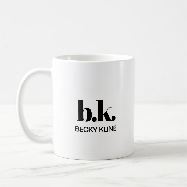 Taza De Café Monograma Clásico Minimal Elegante Negro y Blanco (Izquierda)