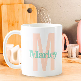 Taza De Café Monograma Clásico Negrita Curso Personalizado de n
