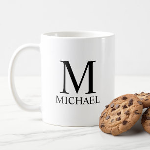 Taza De Café Monograma clásico personalizado y nombre café taza