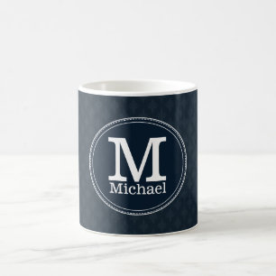 Taza De Café Monograma clásico profundo del personalizado del