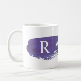 Taza De Café Monograma con floritura de acuarela moderna