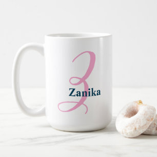 Taza De Café Monograma con guión de inclinación rosa "Z" con no
