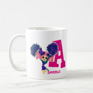 Taza De Café Monograma con nombre personalizado del chica CHEER