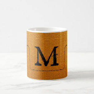 Taza De Café Monograma Crackeado Muro de Rock Brown
