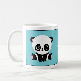 Taza De Café Monograma Cute Panda Goma de burbuja personalizada