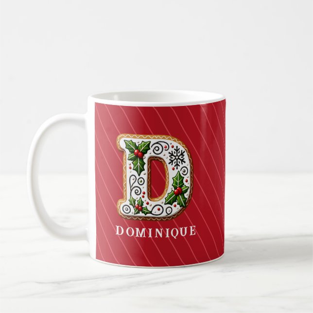 Taza De Café Monograma D de la familia personalizada Cookie nav (Izquierda)