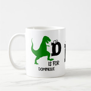 Taza De Café Monograma D de personalizado es para Dinosaur lind