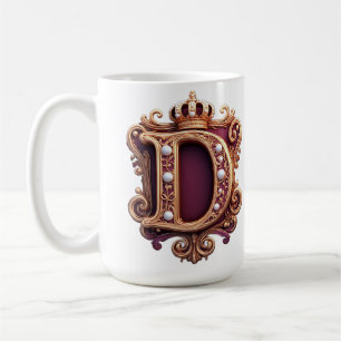 Taza De Café Monograma D Grande en Terciopelo Rojo
