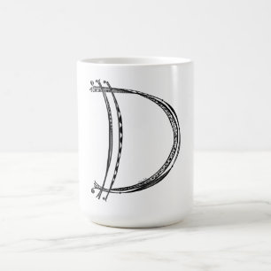 Taza De Café Monograma D Mug con notas musicales