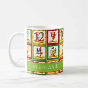 Taza De Café Monograma de 12 días de Navidades