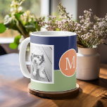 Taza De Café Monograma de 2 Collages de fotos - Bloque de color<br><div class="desc">Usa dos fotos cuadradas para crear un regalo único y personal. O puedes mantener la imagen de un cachorro hipster y hacer un keepsake de moda. Si necesita ajustar las imágenes,  haga clic en la herramienta personalizar para realizar cambios.</div>