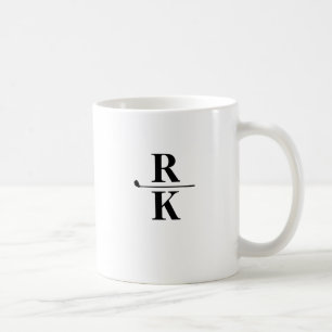 Taza De Café Monograma de 2 letras en blanco y negro minimalist