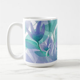 Taza De Café Monograma de acuarela azul caribeña