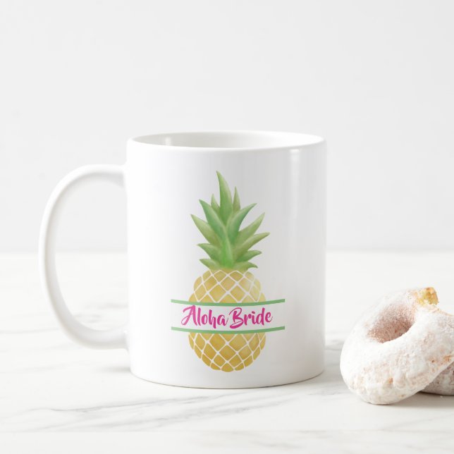 Taza De Café Monograma de Aloha Bride (Con donut)